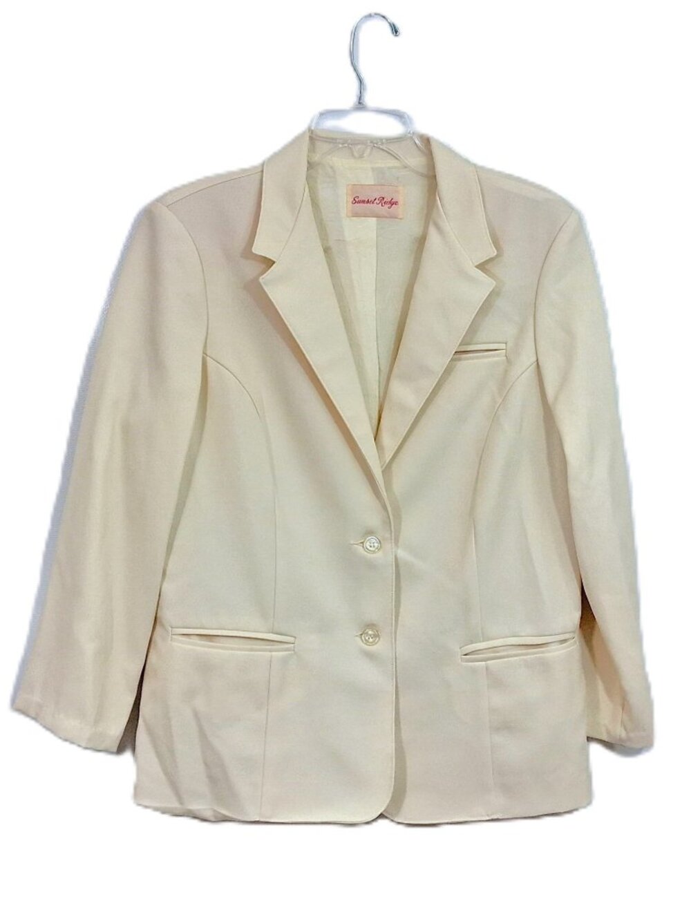 Vintage 90s Y2K Blazer Cream Yellow Jacket Pockets Women Sz 18, Sunset Ridge